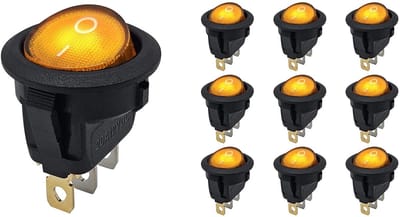 ProRide Wipschakelaar ON-OFF KCD2-12 - 3-pins - Rond - 12V/20A - Oranje - 10 stuks