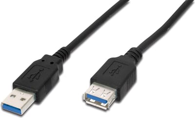 Digitus - USB 3.1 Gen.1 Verlengkabel - SuperSnel 5Gbps - USB A Mannelijk/Vrouwelijk - 1,8m - Zwart