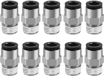Zeynomax - Pneumatische Steekverbindingen - 10 Stuks - Zilverkleurig - PC8-02 - Geschikt voor 8 mm Buis - Koper Kunststof