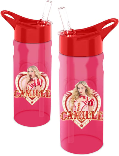 Camille Dhont - Camille Drinkfles 500 ml - Donker roze met rode dop - uitklapbaar rietje- Circus 2026