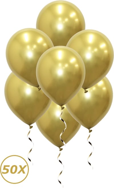 Gouden Helium Ballonnen 2024 NYE Verjaardag Versiering Feest Versiering Ballon Chrome Goud Luxe Decoratie - 50 Stuks