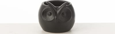 J-Line bloempot Uil - porselein - zwart - small - Ø 11 cm