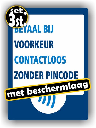 Jerma - Betaal bij voorkeur contactloos - Kassa - Sticker - set - 16x23 - 2x 10x15 cm - Zelfklevend