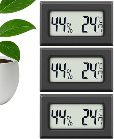 EXCITAT 3 stuks binnenthermometer - Mini binnenhygrometer - Kleine digitale thermometer - Meet nauwkeurig de luchtvochtigheid binnenshuis - Kan ook de temperatuur meten - Geschikt voor kamers en kantoren