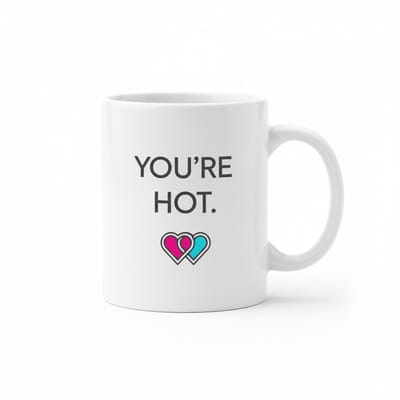 You're Hot Tekst Mok – Schattige Liefdesboodschap Koffiemok met Hartjes – 330 ml Keramische Mok