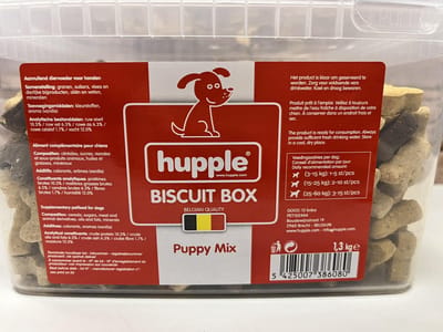 Hupple - Hond - Snoepje - puppy mix - biscuit box - droge koekjes hond 1300 gram
