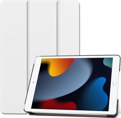 Hoesje - Geschikt voor Apple iPad 9 (2021) - 10.2 inch - 9e Generatie - Dun & Stevig - Hardcover Book Case - Trifold Bookcase Hoes - Hard Cover - Tablethoes - Wit