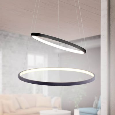 Leuchten Direct anella - Moderne LED Dimbare Hanglamp met Dimmer - 1 lichts - Ø 50 cm - Antraciet - Woonkamer | Slaapkamer | Keuken