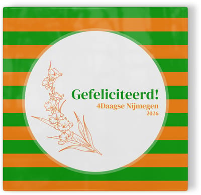 Tegeltje Felicitatie 4Daagse 2026 - groen oranje - Walk of the World - tegeltje met tekst