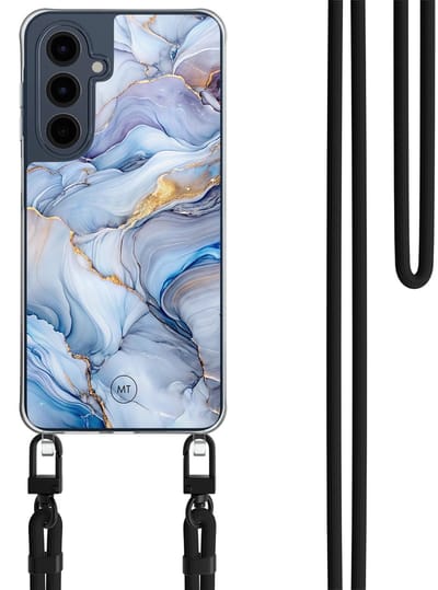Hoesje met koord geschikt voor Samsung Galaxy A16 - Lavender dream - Inclusief Zwart koord - Crossbody beschermhoes - Transparant, Paars - Mooie Telefoonhoesjes