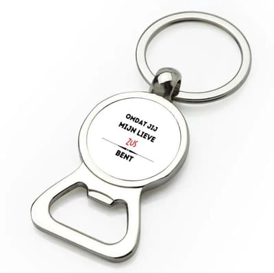 Akyol - omdat jij mijn lieve zus bent flesopener - Zus - de liefste zus - verjaardag - cadeautje voor zus - kado - geschenk - 9 bij 3 cm