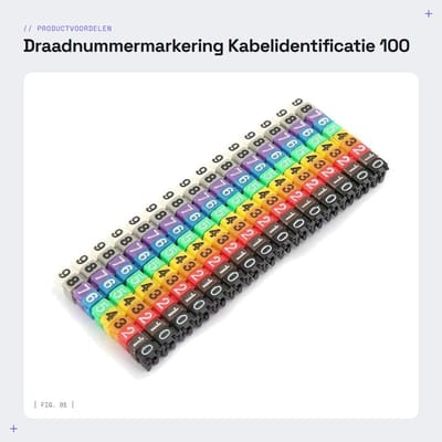 Dailygoods - Draadnummermarkering - Kabelidentificatie - 100 Stuks - 2,5 mm² - Gecodeerde Clips - Ideaal voor Elektriciteit - Geschikt voor Diverse Dr...