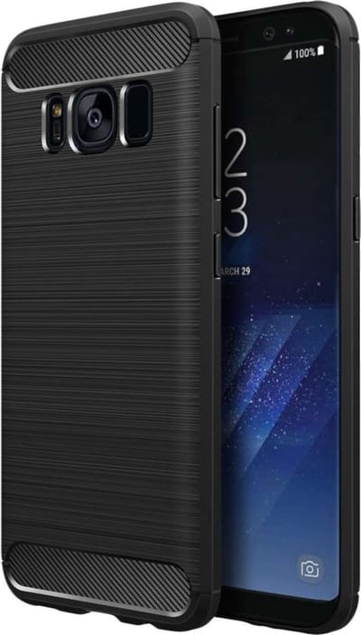 ebestStar - Hoes geschikt voor Samsung S8 PLUS Galaxy, TPU Bescherming Cover, Koolstof Design Hoesje, Zwart