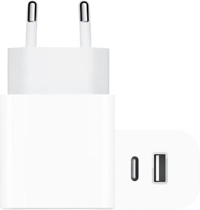 Usb C lader 2 Poorten - Oplader usb & usb-C - Dubbele usb Adapter - Snellader - Wit