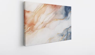 Saammp Canvas Schilderij - Rood wit blauw - Marmer - Abstract kunstwerk - 30x20 - Foto op canvas - Wanddecoratie - Muurdecoratie Woonkamer - Slaapkamer decoratie - Canvas Print