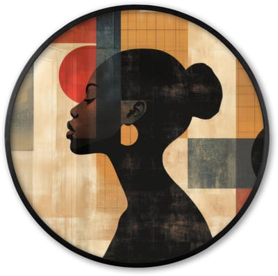 Poster in lijst Rond - Fotolijst 60x60 cm - Posters - Zijaanzicht - Vrouw - Vormen - Ronde posterlijst zwart - Decoratie - Wanddecoratie woonkamer - Muurdecoratie slaapkamer