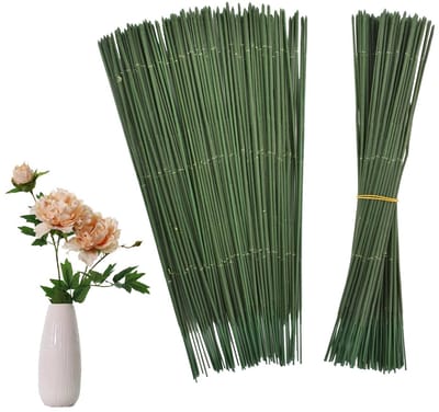 100 Stuks Donkergroene Stelen Draad voor Bruiloft Decoratie en Handgemaakte Bloemen 18 cm Flexibel Bloem Draad voor Bloem Arrangementen en Boeketten
