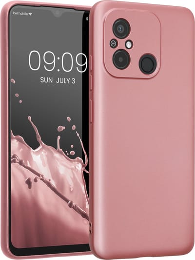 kwmobile metallic telefoonhoesje van TPU - geschikt voor Xiaomi Redmi 12C - Flexible case voor smartphone - In metallic roségoud