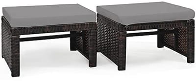 Weerbestendige Ottomaanse Voetenbank Set van 2 met Comfortabel Kussen - Perfect voor Tuin en Terras