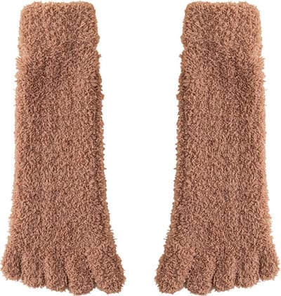 Fluffy Teensokken - teen sokken - Dames Sokken - Huissokken - bruin - 36 - 40 - cadeau - giftbox - Kerst cadeau - warm - extra zacht