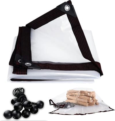WingFly 2 m x 2 m doorzichtig dekzeil, waterdicht, zwaar belastbaar, doorzichtig dekzeil, transparante dekzeilen, bladhoes met oogjes, bungees, kogelkoord, plantendekzeilen, hoes voor kamperen,