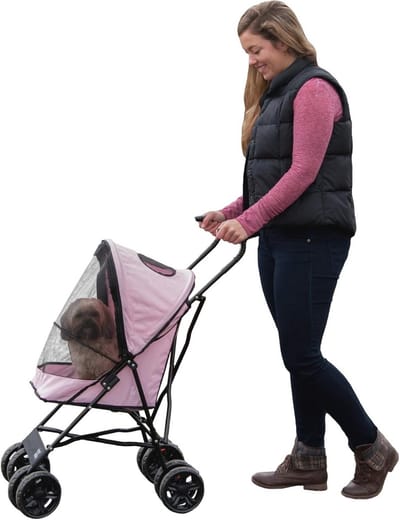 Reis wandelwagen voor katten en honden tot 6,8 kg - Roze