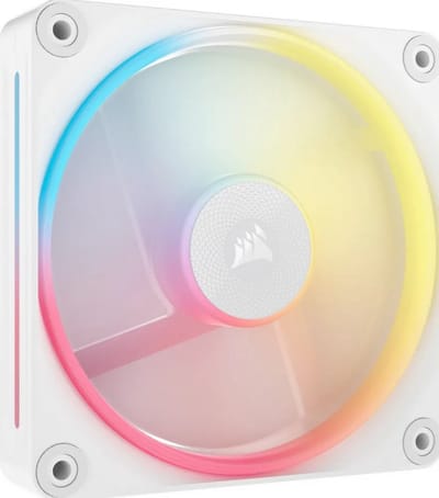 Corsair iCUE LINK LX120-R RGB 120mm PWM Reverse Fan Expension White - Ventilatorhuis - 120mm - 70 cfm - 400 - 2400 rpm - 35.1 dBA - Daisy chain - incl. iCUE LINK System Hub - wit