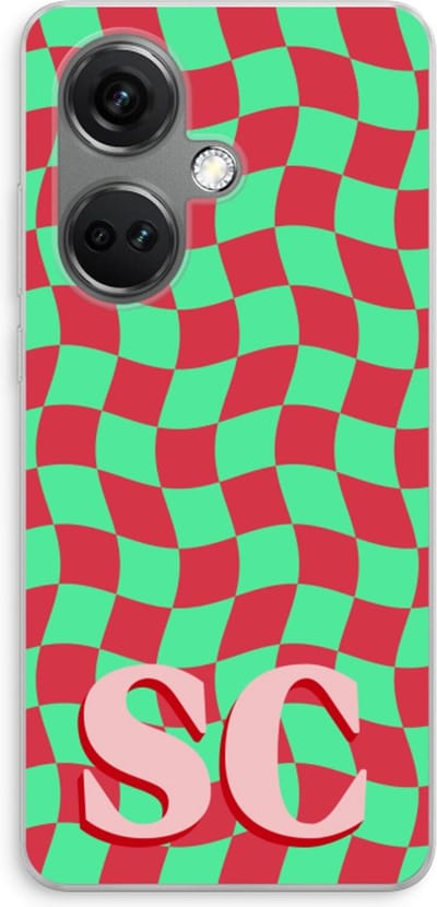 Gepersonaliseerd - Case Company® - Hoesje geschikt voor OnePlus Nord CE 3 hoesje - Grid Monogram - Soft Cover Telefoonhoesje - Bescherming aan alle Kanten en Schermrand