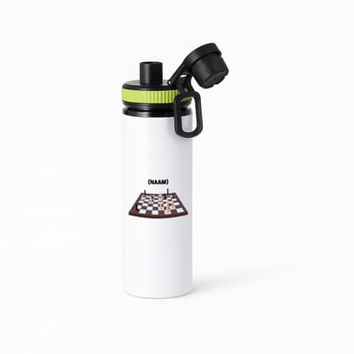 Hacebo® - Schaken met eigen naam waterfles met draaidop groen - Schaken - Schaker - Denksport - water fles - 850ML