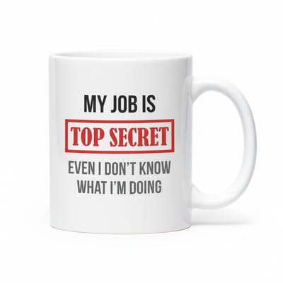 My Job Is Top Secret Mok – Grappige Kantoorhumor – Ik Weet Niet Wat Ik Doe Koffiemok 330 ml