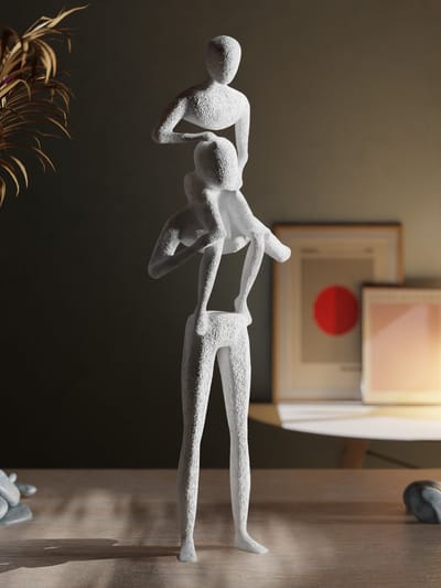 NObody Family Beeld – Modern Minimalistisch Sculptuur – Abstract Familiebeeld – Kunstdecoratie voor Woonkamer & Interieur – 25 cm