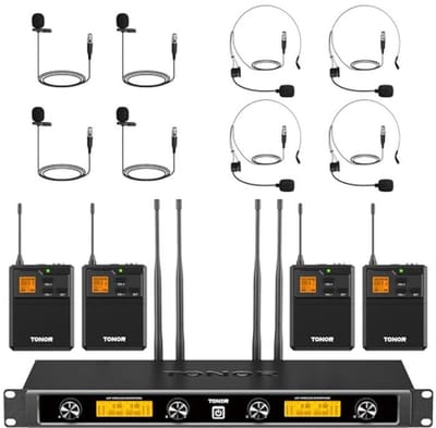 Draadloos Microfoonsysteem met Dubbele Headset en Bodypack-zender voor Professionele Audio-opnames