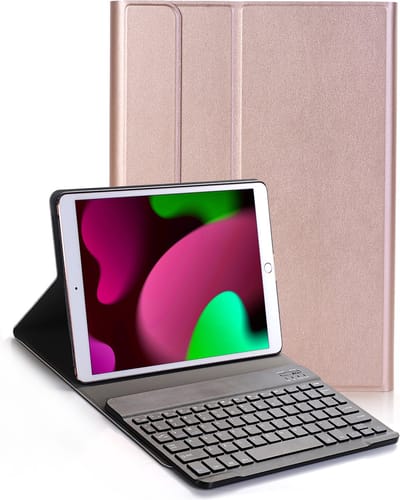 Hoesje - Geschikt voor Apple iPad 7 (2019) - 10.2 inch - 7e Generatie - Keyboard Book Cover - Toetsenbord Case - Hoes - Rosé goud