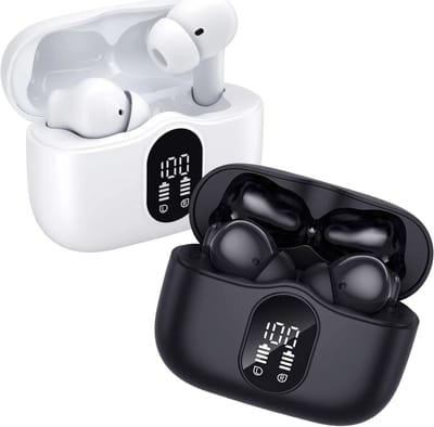 Duo Pack SBG Draadloze Oordopjes - Noise Cancelling - Headset - Bluetooth 5.3 - Earbuds oplaadcase - LED Display - Met Microfoon - Extra dopjes - Zwart & Wit