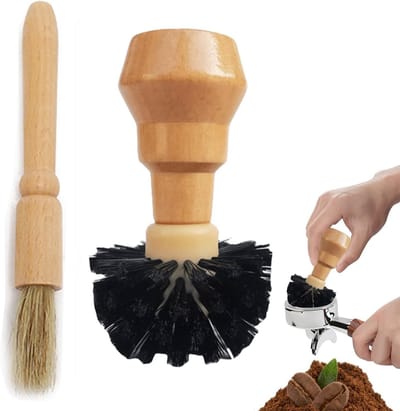 Set van 2 koffiebasket borstels voor het reinigen van espresso machines en koffiemolens, ideaal voor strainer carriers en accessoires