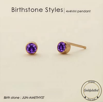 Borasi Birthstone Oorbellen Juni | Goldplated | Paars | Dames Sieraden |
