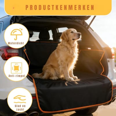 ZMR® Kofferbak Beschermhoes Hond - Hondendeken Auto - Kofferbak Bescherming - Zwart/Oranje - 24cm x 20cm x 6cm
