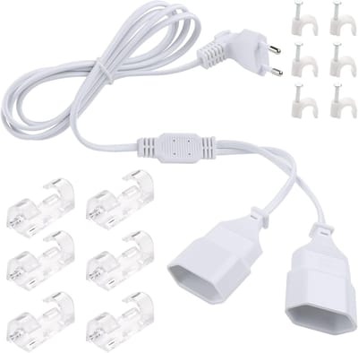 1,8 m Platter EU Verlengkabel - 2-in-1 Euro Verlengkabel met 2,5 A Vermogen