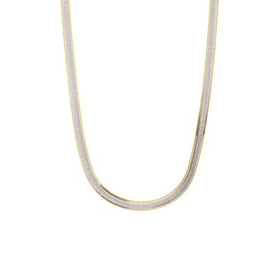Lucardi Dames Zilveren bicolor collier slang - Ketting - 925 Zilver - Goud- en Zilverkleurig - 45 cm