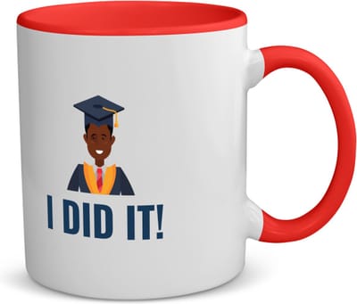 Akyol - i did it! koffiemok - theemok - rood - Geslaagd - iemand die is geslaagd - gelukt - gefeliciteerd - examen - school - diploma gehaald - cadeau - kado - geschenk - gift - 350 ML inhoud