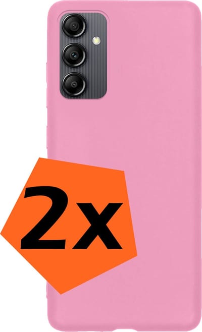 Hoes - 2 Stuks - Geschikt voor Samsung Galaxy A14 - Sterk & Shockproof - Case Siliconen - Back Cover - Telefoon Hoes - Roze