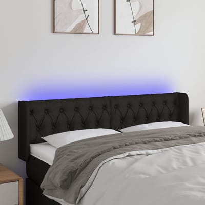 vidaXL - Hoofdbord - LED - 163x16x78/88 - cm - stof - zwart