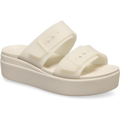 Crocs Brooklyn Buckle Low Wedge Dames Sandstone Sandalen