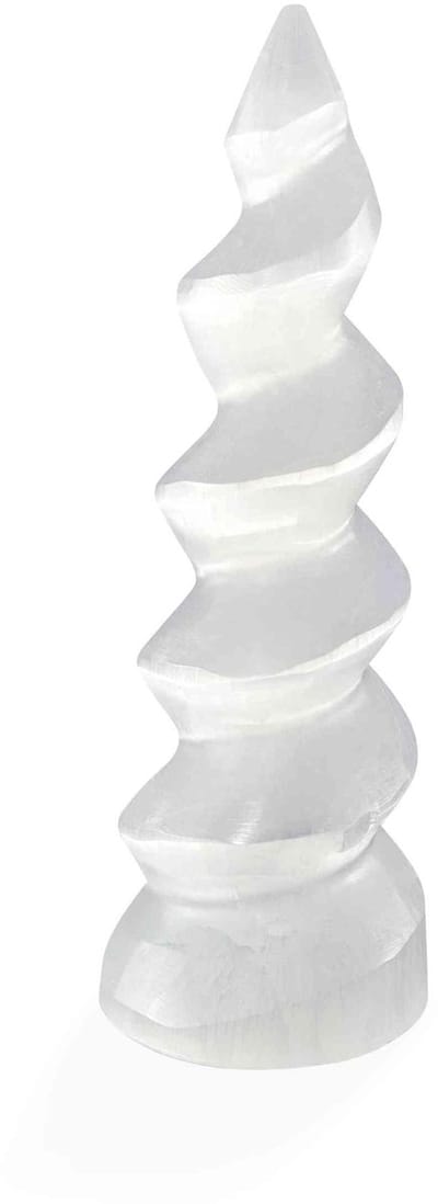 Dailygoods- Seleniet Spiraaltoren 14 cm - Helende Steen - Meditatie - Spirituele Energie - Chakra-compensatie - Elegante Decoratie - Healing Crystal