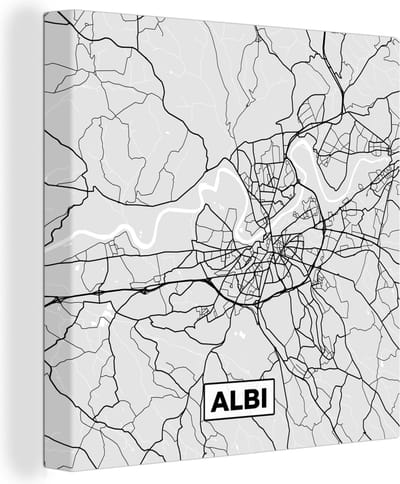 Canvas Schilderij Plattegrond – Kaart – Stadskaart – Frankrijk – Albi - 20x20 cm - Wanddecoratie