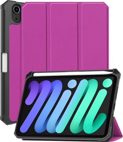 Hoesje - Geschikt voor Apple iPad Mini 7 (2024) - 8.3 inch - 7e Generatie - Dun & Stevig - Trifold Bookcase - Hard Cover Case - Met Uitsparing Geschikt voor Apple Pencil - Hardcover Book - Tablet Hoes - Paars
