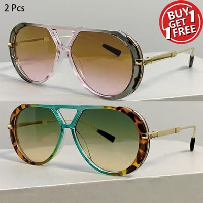 Lunettes de Soleil Dégradé Multi-couleurs Style Double Pont Décontracté Tendance pour Femmes - Design de Luxe 12 Pcs Lunettes de Soleil Pilote Vintage without case