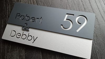 Plexiglas naambord 14x28cm Stone grijs en Stone antraciet