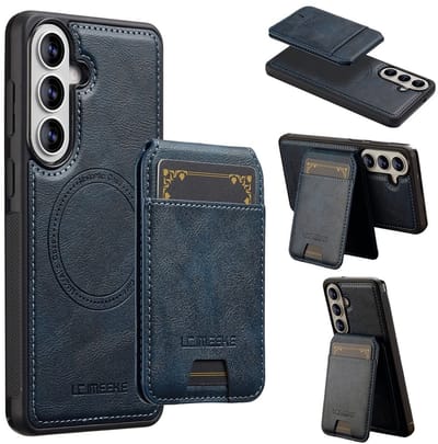 LC.IMEEKE Hoesje - Geschikt voor Samsung Galaxy A57 Hoesje - LC.IMEEKE L3 - Leather Back Cover met Pasjeshouder - MagSafe Compatible - Blauw