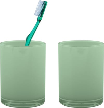 MSV Badkamer drinkbeker/tandenborstelhouder Aveiro - 2x - PS kunststof - groen - 7 x 9 cm